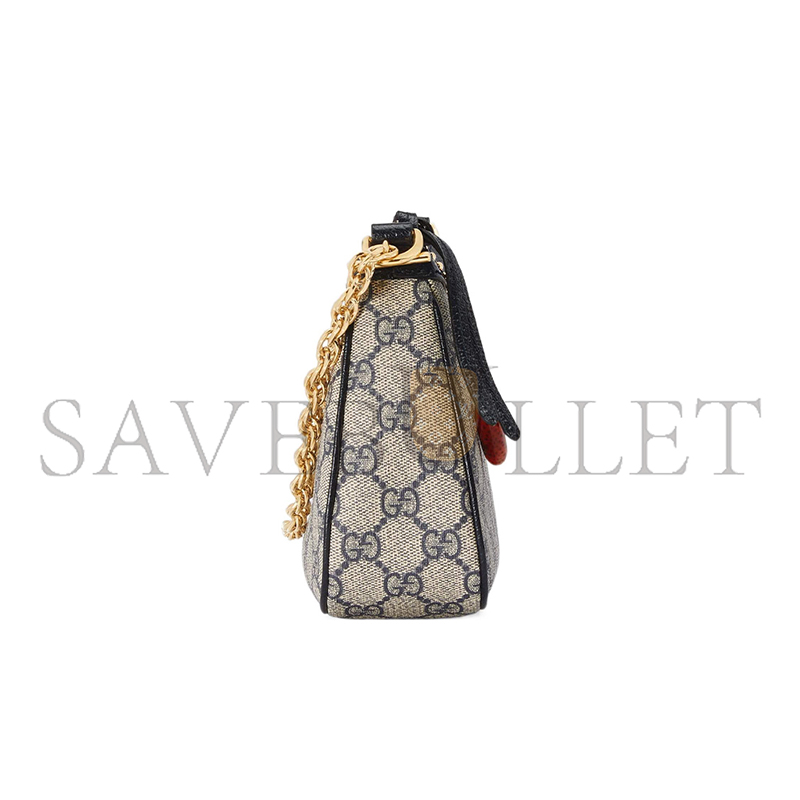 GUCCI OPHIDIA GG SMALL HANDBAG BEIGE BLUE 735132 (25*15.5*6cm)